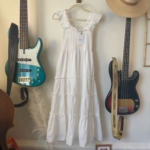 O.P.T Lazy Afternoon White Swiss Dot Dress Size Small NWT